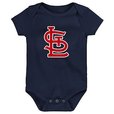 Infant Navy/White/Heather Gray St. Louis Cardinals Biggest Little Fan 3-Pack Bodysuit Set