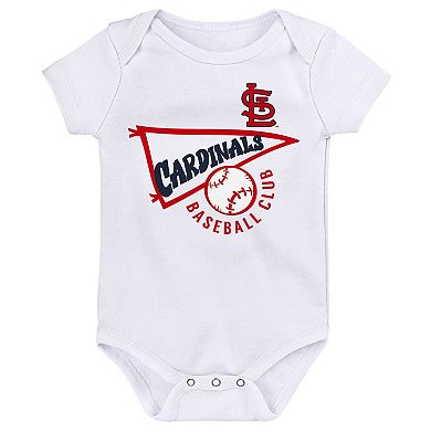 Infant Navy/White/Heather Gray St. Louis Cardinals Biggest Little Fan 3-Pack Bodysuit Set