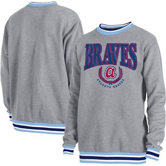 Men's New Era Heather Gray Atlanta Braves Throwback Classic Pullover Sweatshirt