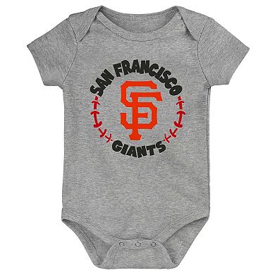 Newborn & Infant Orange/White/Heather Gray San Francisco Giants Biggest Little Fan 3-Pack Bodysuit Set