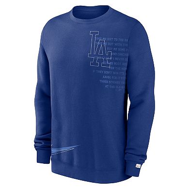Men's Nike Royal Los Angeles Dodgers Statement Ball Game Fleece Pullover Sweatshirt