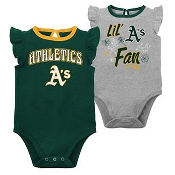 Newborn & Infant Green/Heather Gray Oakland Athletics Little Fan Two-Pack Bodysuit Set