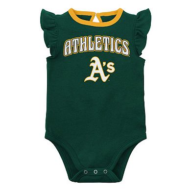 Newborn & Infant Green/Heather Gray Oakland Athletics Little Fan Two-Pack Bodysuit Set
