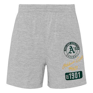 Toddler Gold/Heather Gray Oakland Athletics Two-Piece Groundout Baller Raglan T-Shirt & Shorts Set