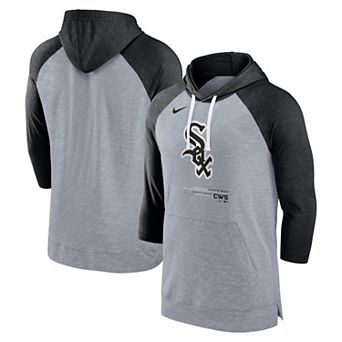 Men's Nike Heather Gray/Heather Black Chicago White Sox Baseball Raglan 3/4-Sleeve Pullover Hoodie