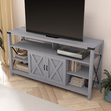 Merrick Lane Green River Media Console with Open and Closed Storage