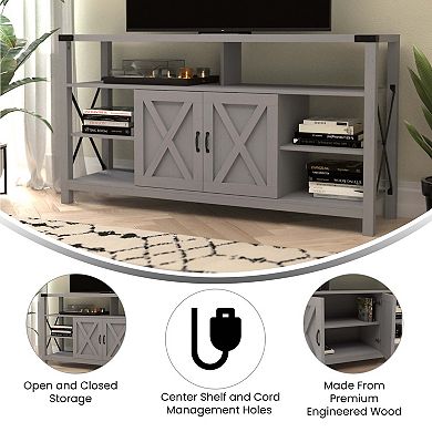 Merrick Lane Green River Media Console with Open and Closed Storage