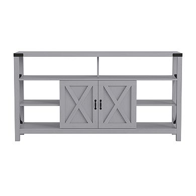 Merrick Lane Green River Media Console with Open and Closed Storage