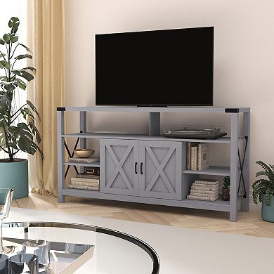 Merrick Lane Green River Media Console with Open and Closed Storage