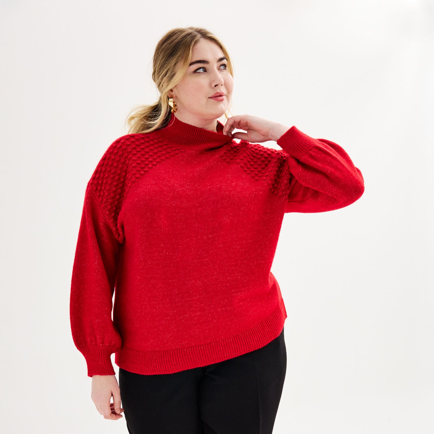 Women's Cable Stitch Mock Neck Sweater - Oversized, Slouchy, Drop Shoulder, High-Low Hem