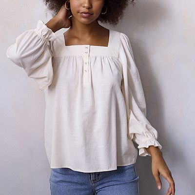 Women's LC Lauren Conrad Henley Peasant Blouse