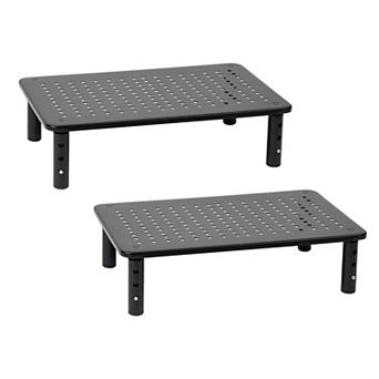 Mind Reader Elevate Collection Adjustable Height Monitor Stand 2 pc Set