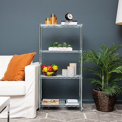 Mind Reader Alloy Collection Adjustable 4-Tier Industrial Storage Shelves