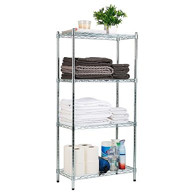 Mind Reader Alloy Collection Adjustable 4-Tier Industrial Storage Shelves