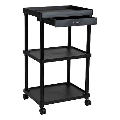 Mind Reader Anchor Collection Mobile Printer Cart with 3 Shelves and a Storage Drawer
