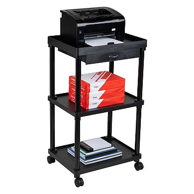 Mind Reader Anchor Collection Mobile Printer Cart with 3 Shelves and a Storage Drawer