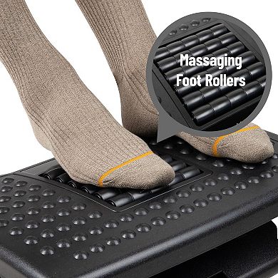 Mind Reader Anchor Collection Adjustable Ergonomic Foot Rest with Massage Rollers