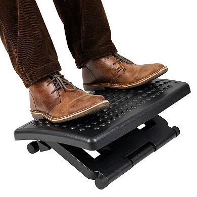 Mind Reader Anchor Collection Adjustable Ergonomic Foot Rest with Massage Rollers