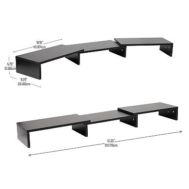 Mind Reader Woodland Collection Adjustable Dual Monitor Stand Desktop Organizer