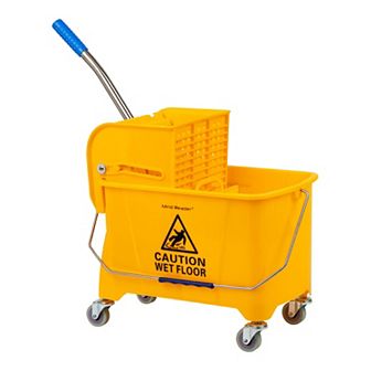 Mind Reader Mobile Heavy Duty Mop Bucket with Down Press Wringer - 22-qt