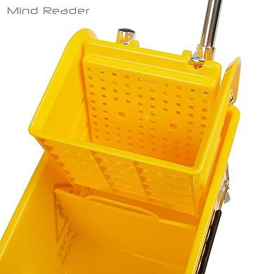 Mind Reader Mobile Heavy Duty Mop Bucket with Down Press Wringer - 22-qt.