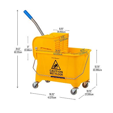 Mind Reader Mobile Heavy Duty Mop Bucket with Down Press Wringer - 22-qt.