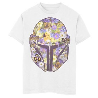 Boys 6-20 Star Wars The Mandalorian Mando Flower Filled Helmet Graphic Tee