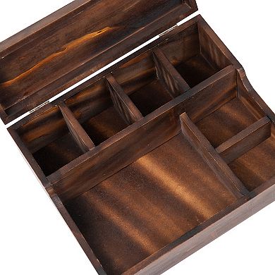 Mind Reader Bali Collection 7-Compartment Valet Tray with Hinged Lid