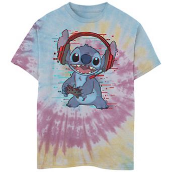 Disney's Lilo & Stitch Boys 8-20 Gamer Glitch Headset and Controller Tie Dye Tee