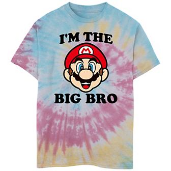 Boys 8-20 Nintendo Mario I'm The Big Bro Tie Dye Tee