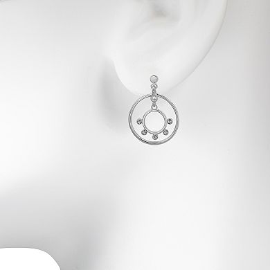 LC Lauren Conrad Silver Tone Crystal Open Circle Orbital Drop Earrings