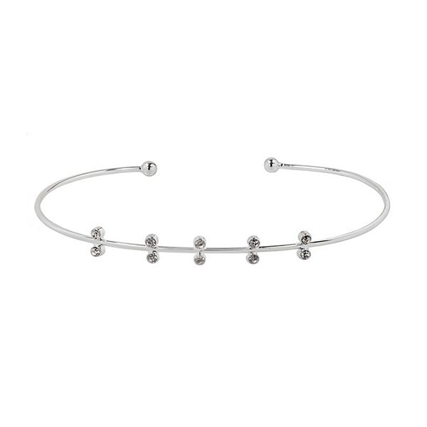 LC Lauren Conrad Silver Tone Crystal Cuff Bracelet