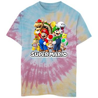 Boys 8-20 Nintendo Super Mario Group Characters Tie Dye Tee