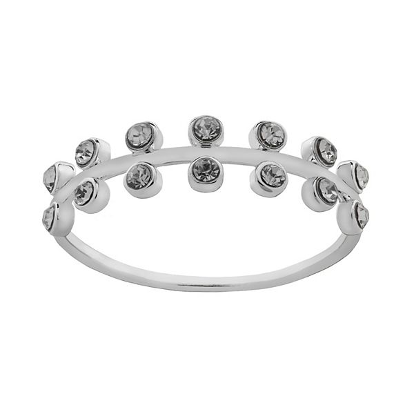 LC Lauren Conrad Silver Tone Crystal Station Size 9 Ring