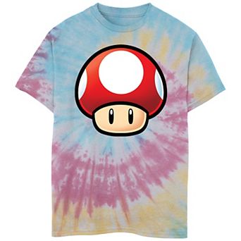 Boys 8-20 Nintendo Super Mario Red Mushroom Big Face Tie Dye Tee