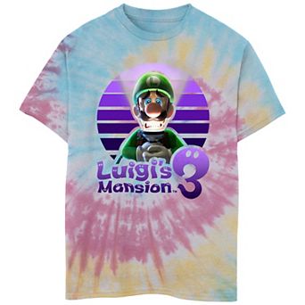 Boys 8-20 Nintendo Luigi's Mansion 3 Luigi Purple Portrait Tie Dye Tee