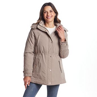 Women's Gallery Faux Fur Trim Hooded Heavyweight Stadium Jacket