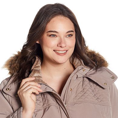 Plus Size Gallery Hooded Faux-Fur Trim Heavyweight Jacket