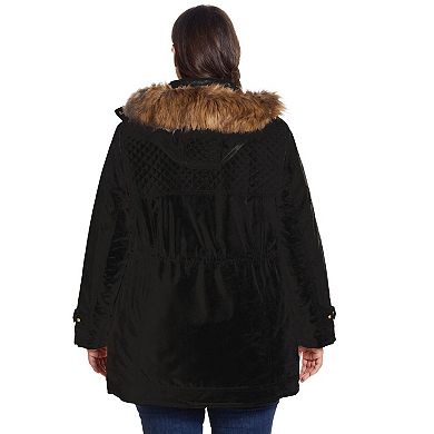Plus Size Gallery Hooded Faux-Fur Trim Heavyweight Jacket