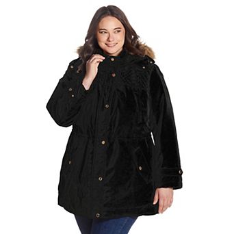 Plus Size Gallery Hooded Faux-Fur Trim Heavyweight Jacket
