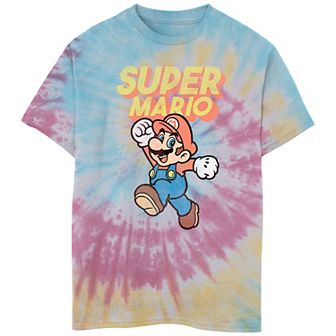 Boys 8-20 Nintendo Super Mario Jump Face Tie Dye Tee