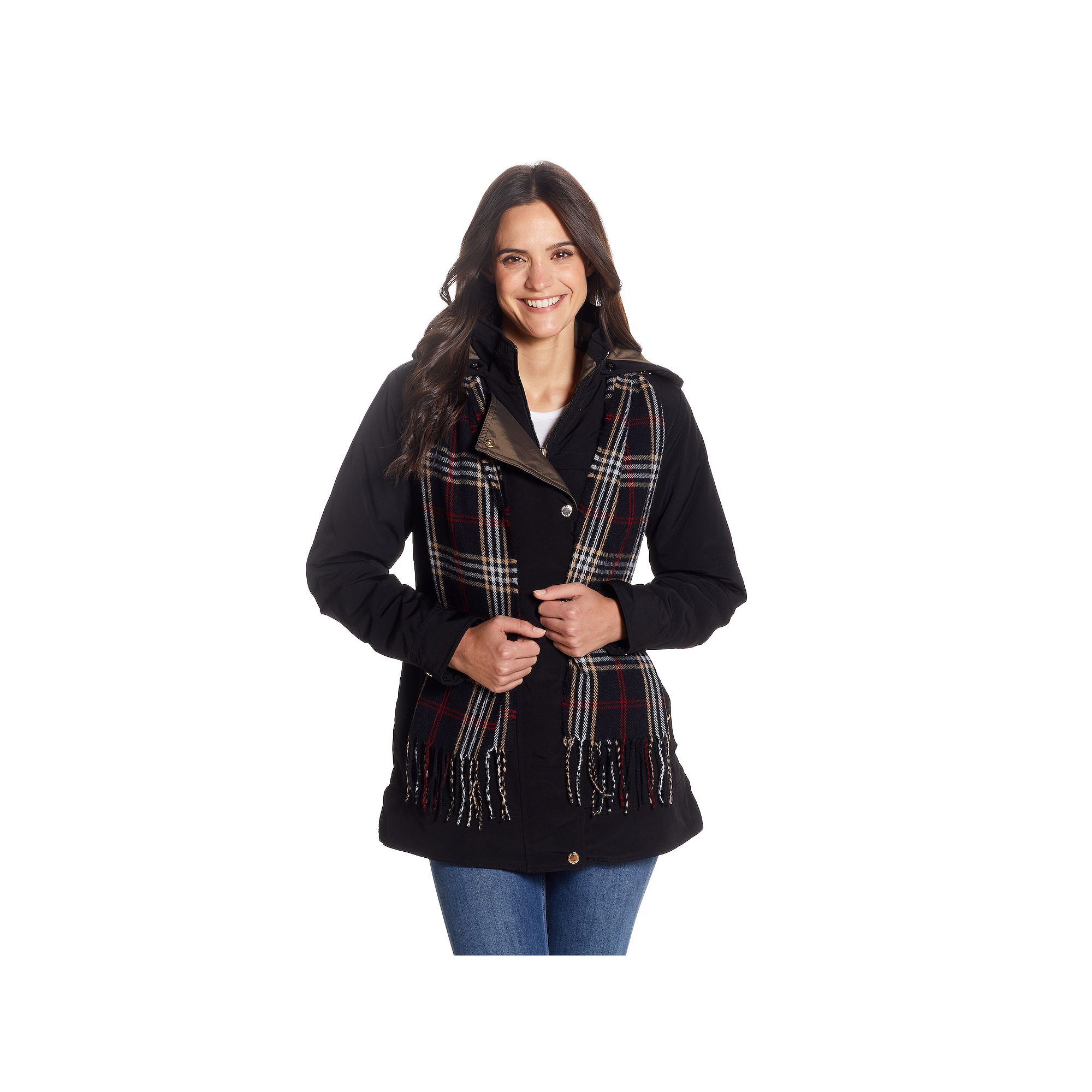 Womens Gallery Hooded Heavyweight Stadium Jacket, Size: Small, Black