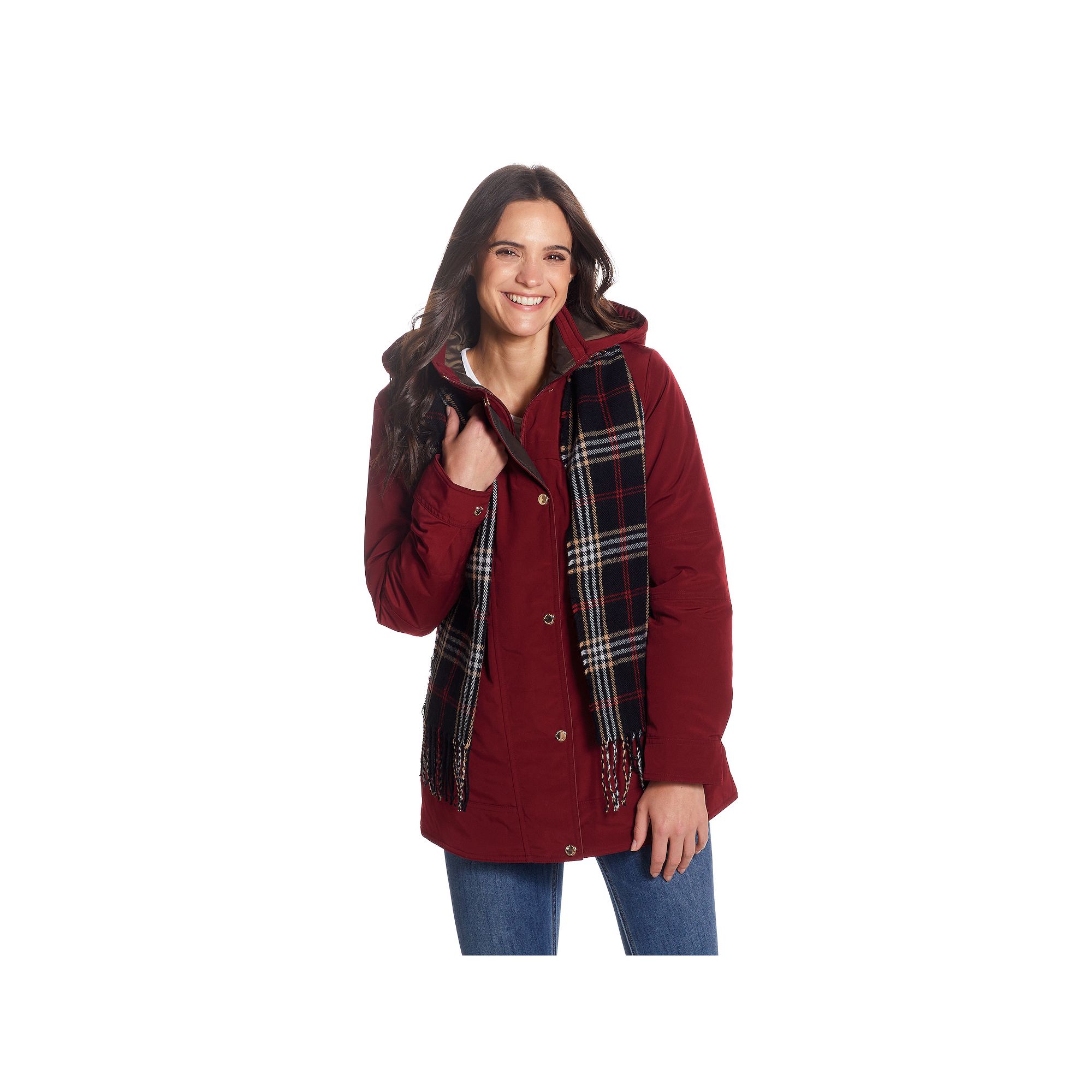 Womens Gallery Hooded Heavyweight Stadium Jacket, Size: Small, Merlot