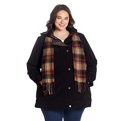 Plus Size Gallery Faux-Fur Hood Chevron Long Puffer Coat