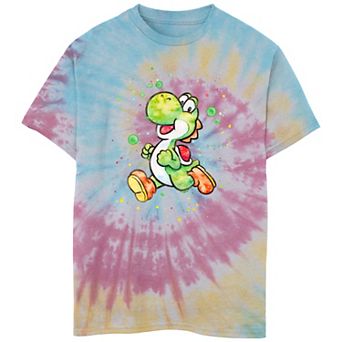 Boys 8-20 Nintendo Super Mario Yoshi Watercolor Splatter Tie Dye Graphic Tee
