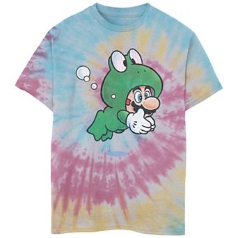 Boys 8-20 Nintendo Super Mario Frog Faded Portrait Tie Dye Graphic Tee
