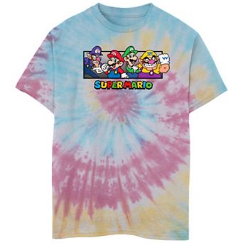 Boys 8-20 Nintendo Super Mario Luigi Wario And Waluigi Tie Dye Tee