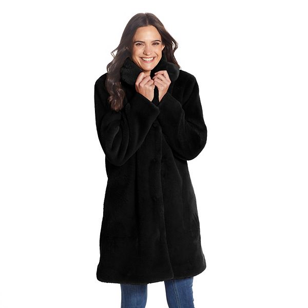 Textured Faux Fur Shawl Collar Coat main image 0
