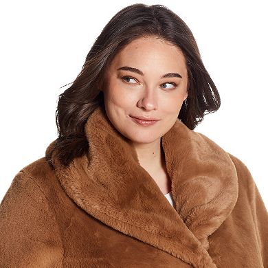 Plus Size Gallery Faux Fur Shawl Collar Coat