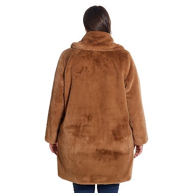 Plus Size Gallery Faux Fur Shawl Collar Coat